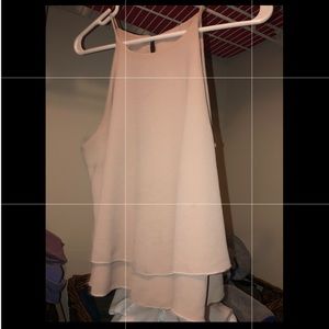 Beige High Neck Tank